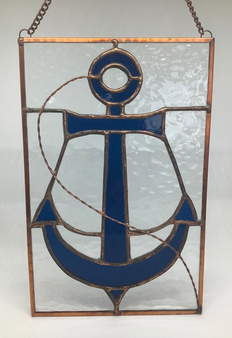 Nautical Anchor Stained Glass Hanging | Etsy