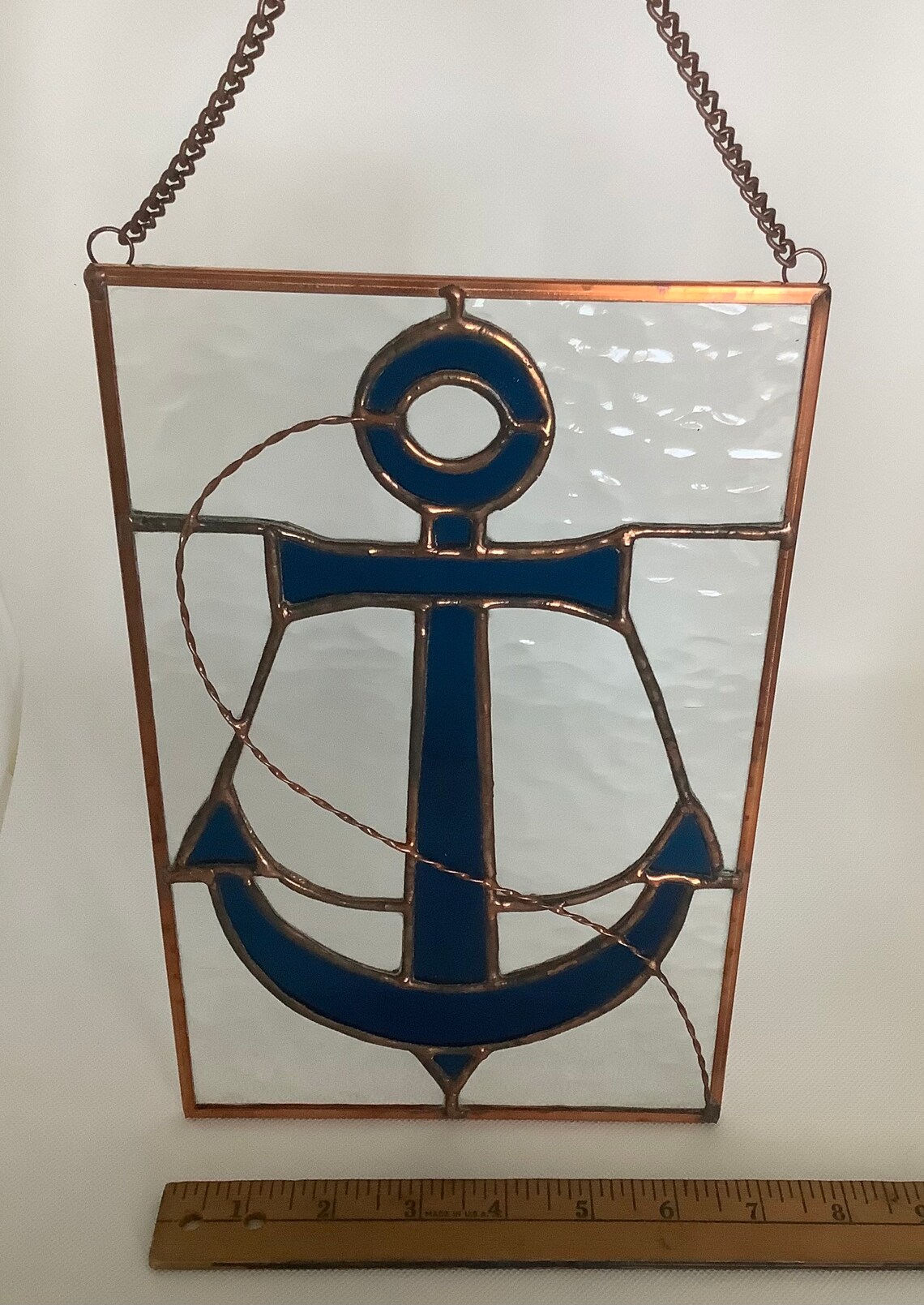 Nautical Anchor Stained Glass Hanging Etsy