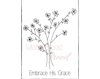 Embrace His Grace, God's Grace Wall Print, Tree Wall Print, Living Room Print, Christian Graphic