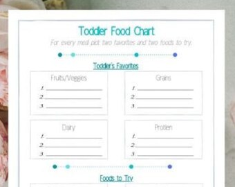 Toddler Meal Plan Printable, Toddler Food Chart, Toddler Meals for Daycare, Toddler Meal Plan for Babysitter, Toddler Meal Plan for Nanny