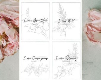 Black and White Affirmation Cards, 31 Affirmation Cards, Biblical Affirmation Cards