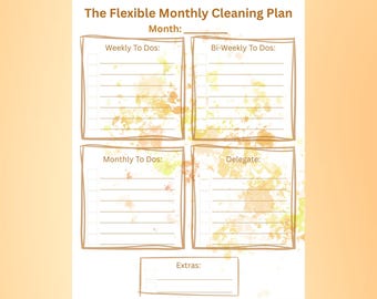 Flexible Cleaning Plan, Cleaning Template, Minimalist Cleaning Plan, Weekly Cleaning Schedule