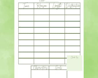 Phone Use Tracker, Social Media Tracker, Digital Detox, Phone Goals, Screen Time Tracker, Minimalist Phone Use, Simple Social Media Detox