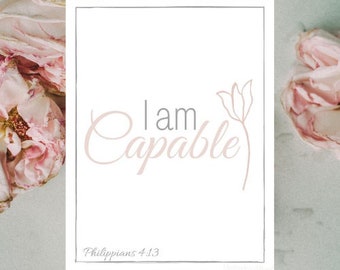 Enneagram 5, Enneagram Printable, I Am Capable Printable, Philippians 4:13, Enneagram Affirmation, Affirmation Print