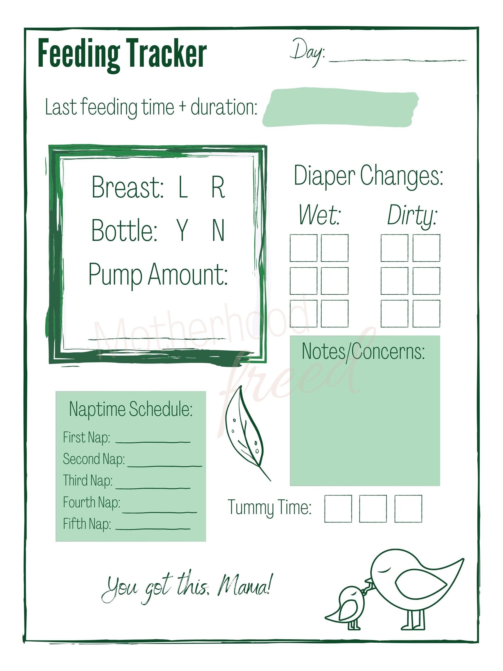 Feeding Tracker, Newborn Printable, Feeding Printable, Bottle Feeding ...