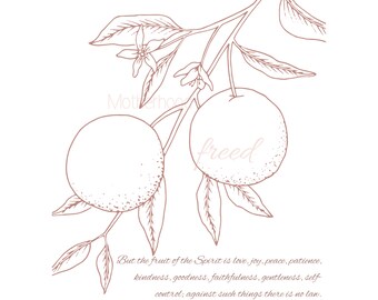 Fruit of the Spirit, Fruit of the Spirit Art, Fruit of the Spirit Print, Tree Print, Bible Verse Print, Galatians 5:22-23, Colouring Print