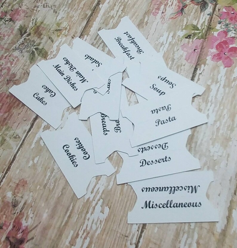 Recipe Book Tabs Build Your Own Recipe Book Section Tabs | Etsy