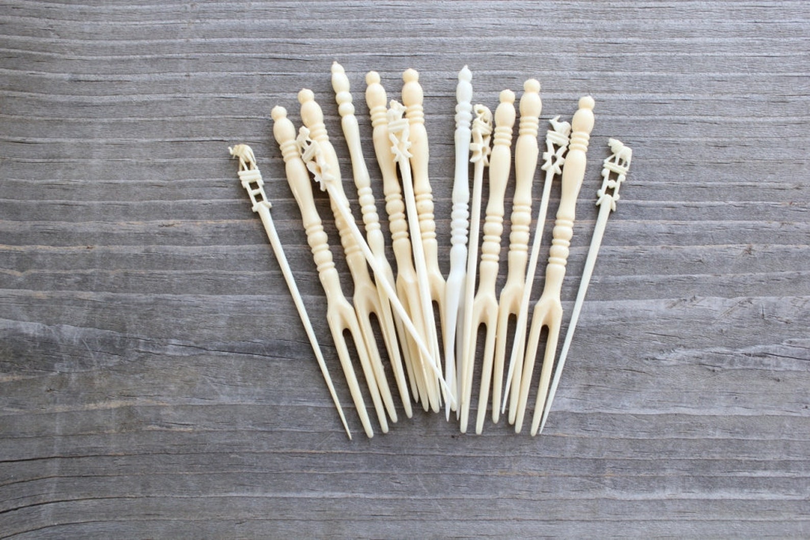 Plastic Cocktail Picks . Vintage Cocktail Picks . Cream Etsy