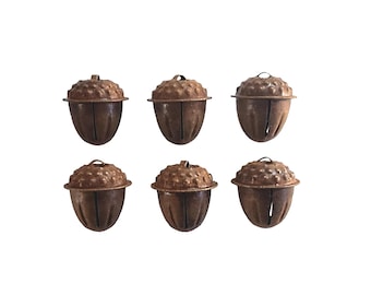 Cascabeles pequeños de bellota oxidados, adornos de bellota, campanas oxidadas, cascabeles pequeños, campanas de bellota, artesanía con bellotas