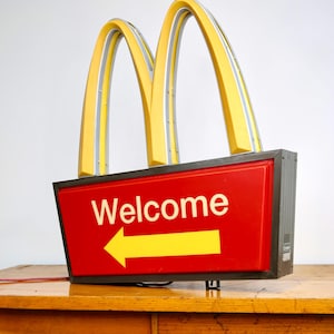 Vintage McDonalds Drive Thru Welcome Neon Sign Ronald McDonald Happy Meal