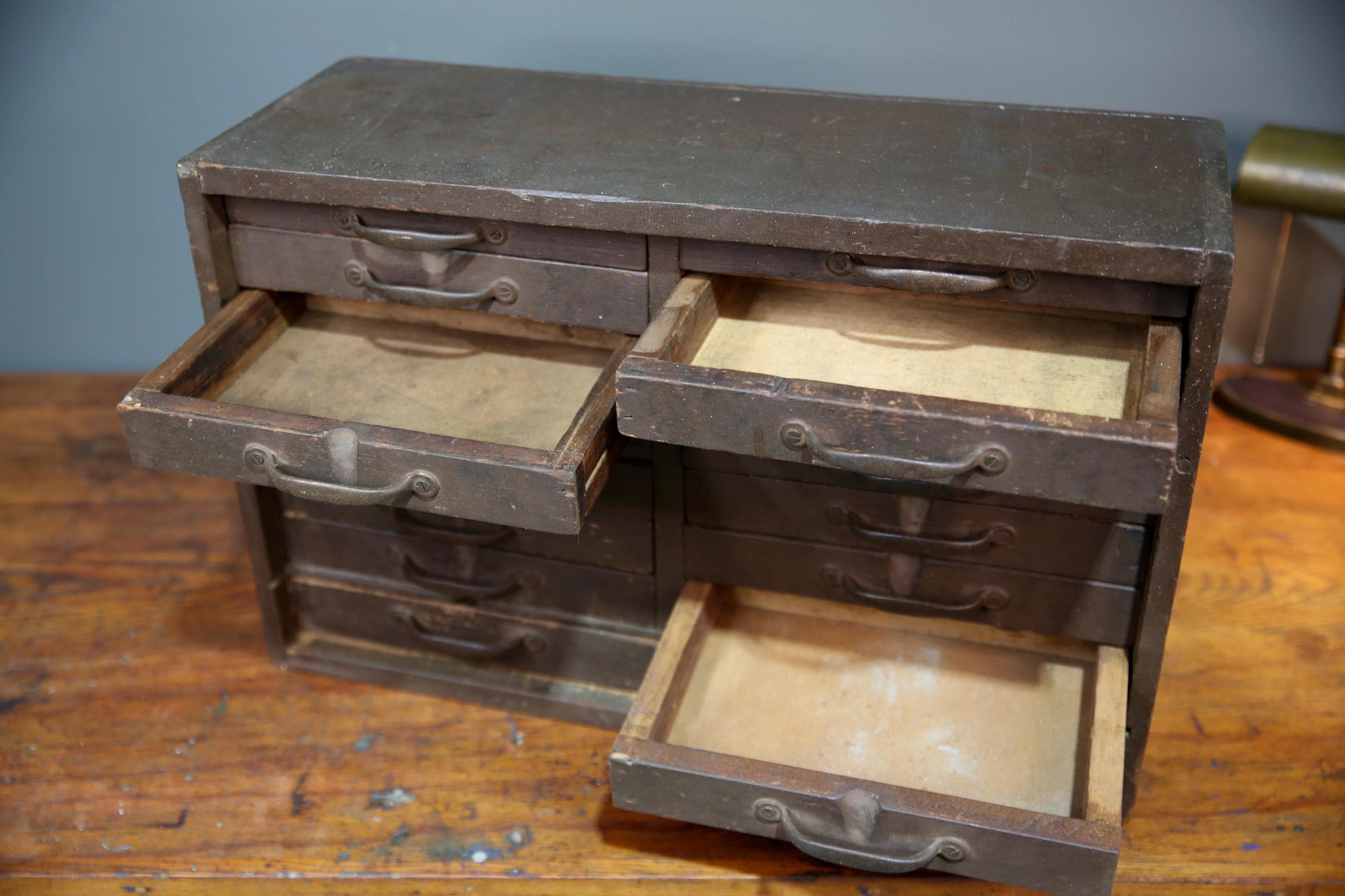 Antique 15 Drawer Wood Apothecary Cabinet Vintage Tool Box Typeset ...
