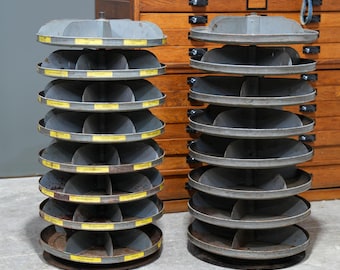 Vintage Industrial Revolving Parts Tool Bin hardware Metal Display Racks Rotabin