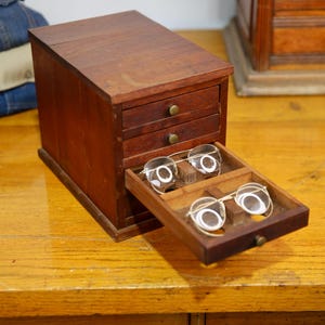 Antique Optometrist Apothecary Cabinet Wood Tool Box Eyeglass Display ...