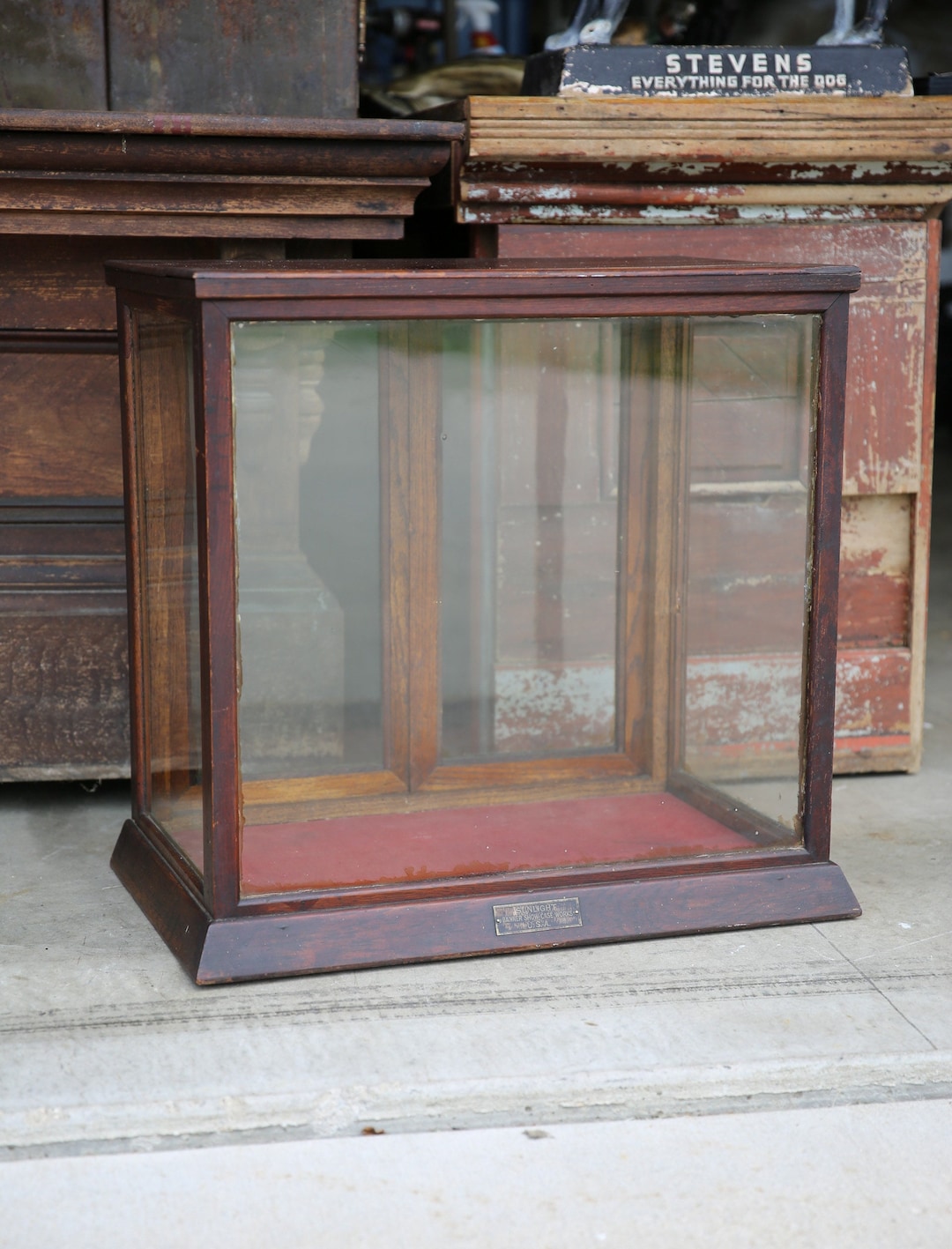 Antique Glass Display Case Store Showcase Oak Apothecary Etsy