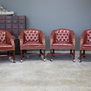 Vintage Leather Club Arm Chairs Cigar Brown set of 4