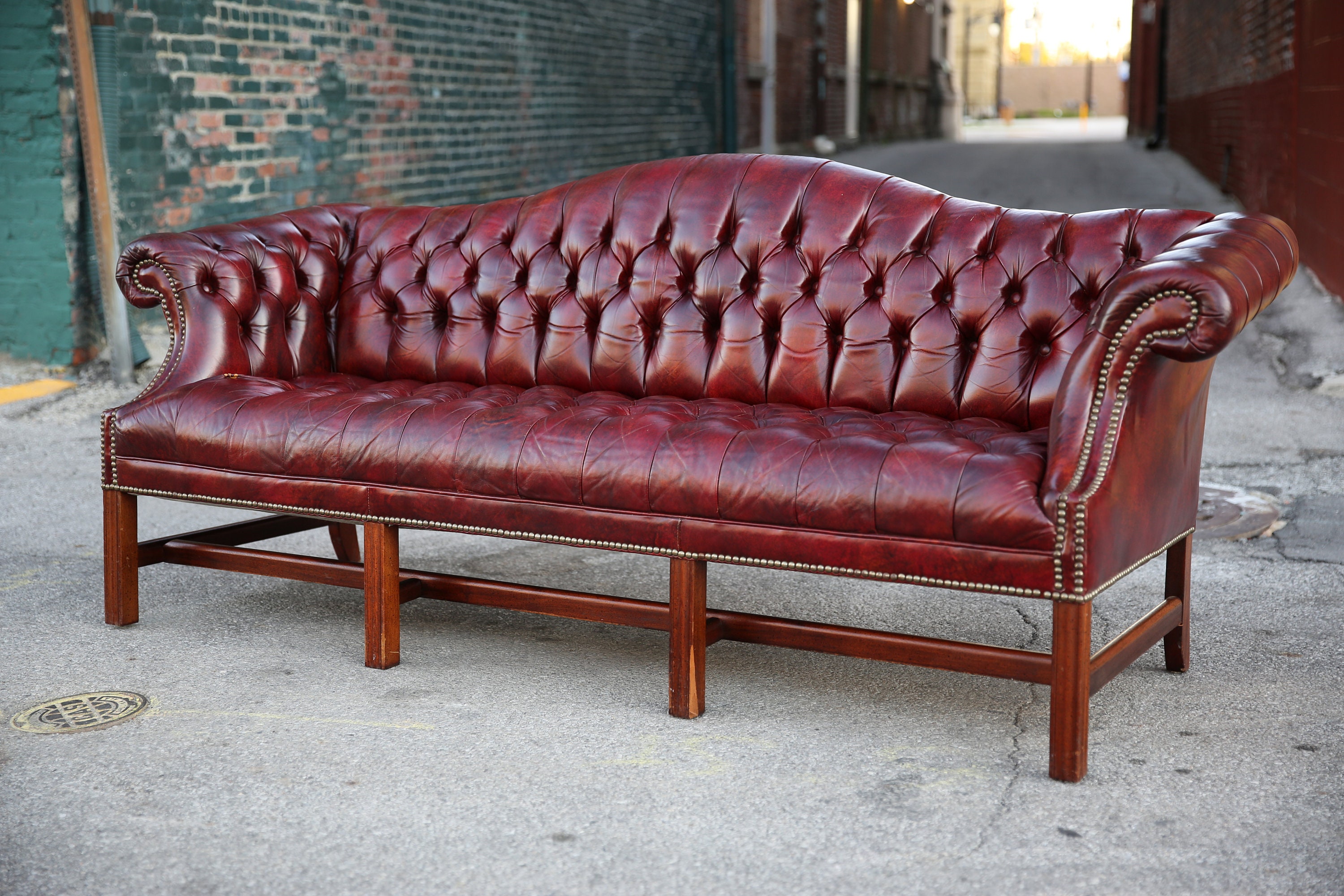 Vintage Leather Chesterfield Sofa Hancock and Moore Oxblood Etsy