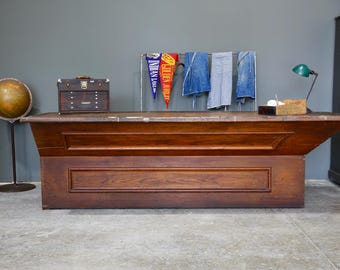 Antique Store Counter Kitchen Island Wood Bar Vintage