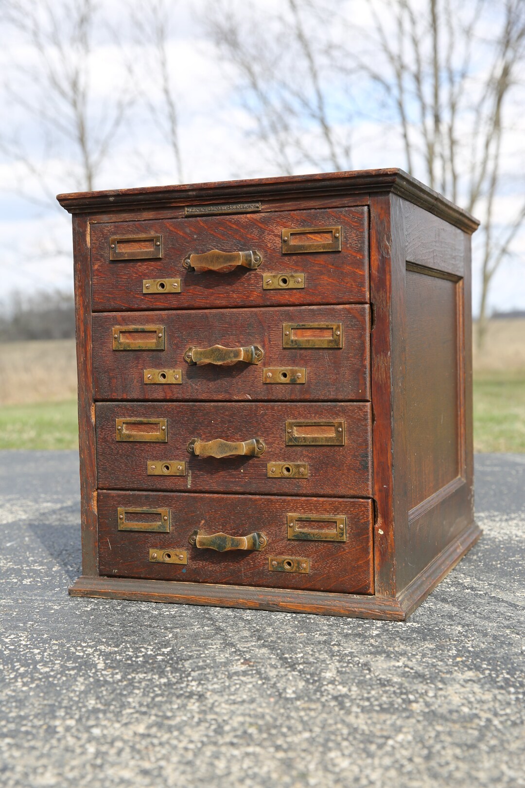 Antique Library Card Catalog 4 Drawer Oak Wood File Etsy