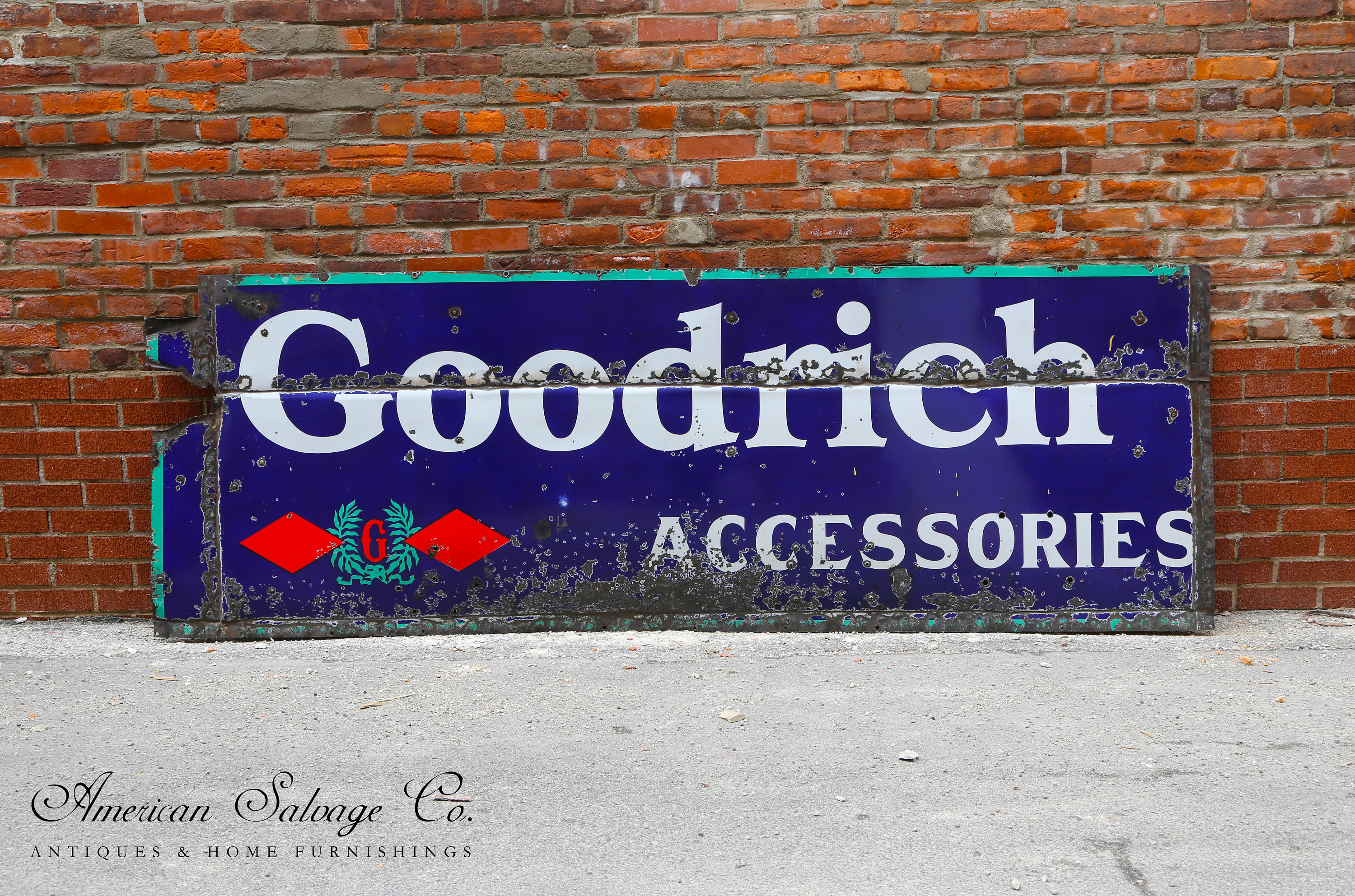 1930 S Goodrich Tires Accessories Porcelain Advertising Sign 8ft Large Wall Decor Vintage Garage Service Station Living Room Bedroom Wall