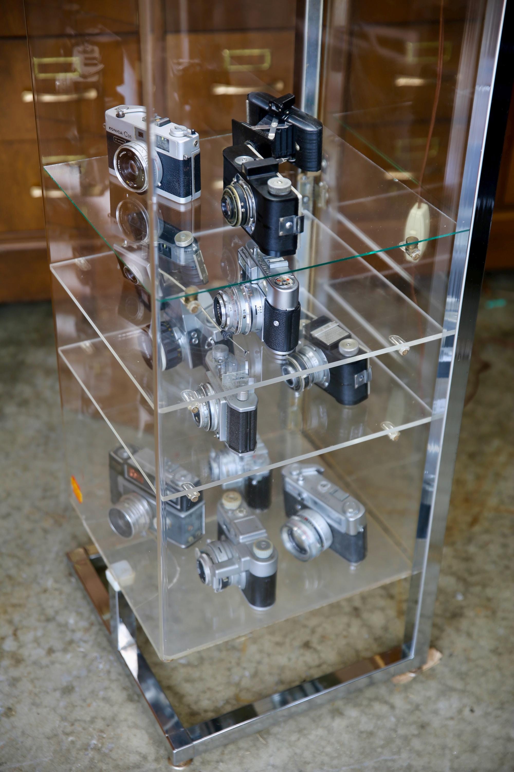 Vintage Kodak Camera Store Display Case Film Cabinet Light up Box