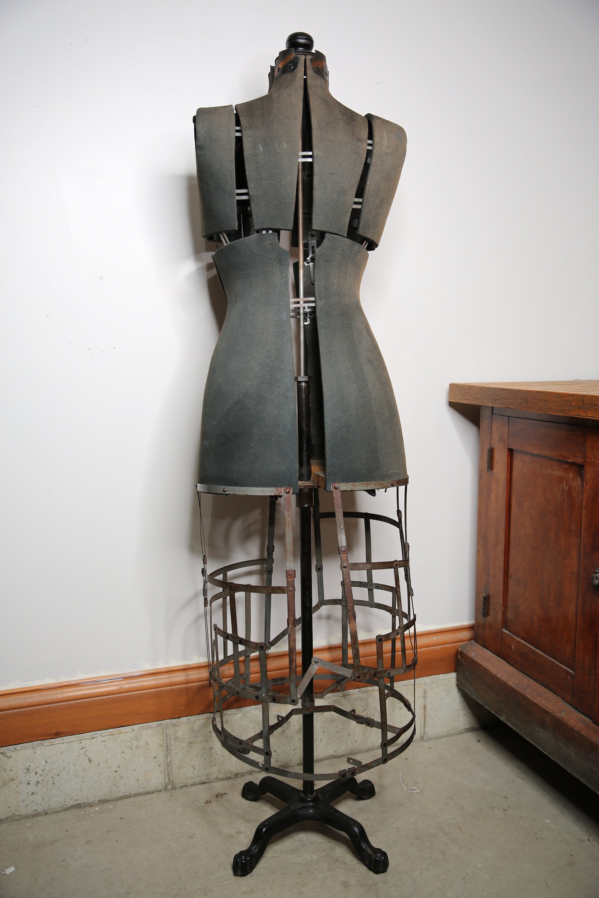 Antique Dress Form Mannequin Cast Iron Base 60 Adjustable Copper Flash