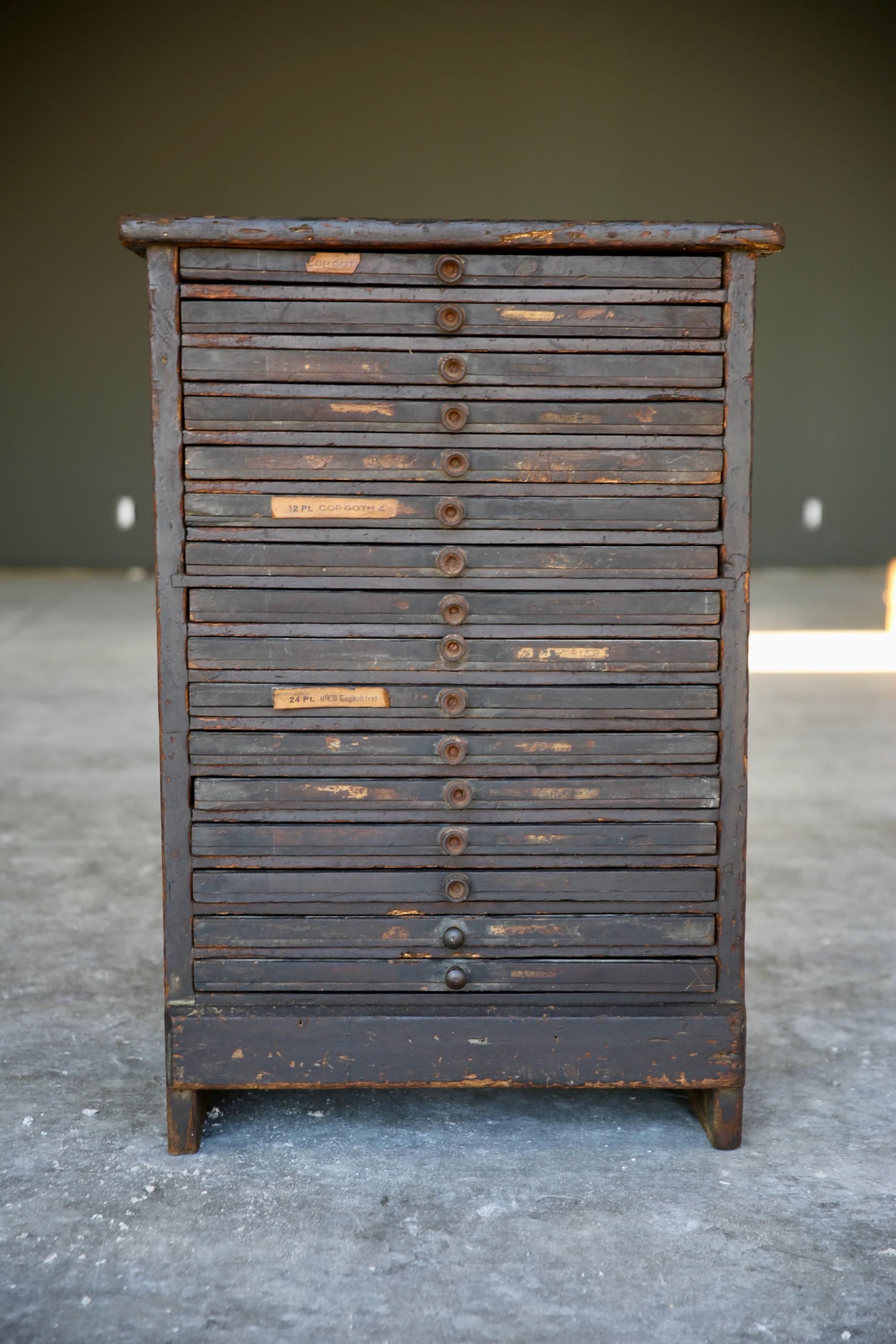 Antique Typeset Cabinet Apothecary Drawer Wood Chest Vintage Storage ...