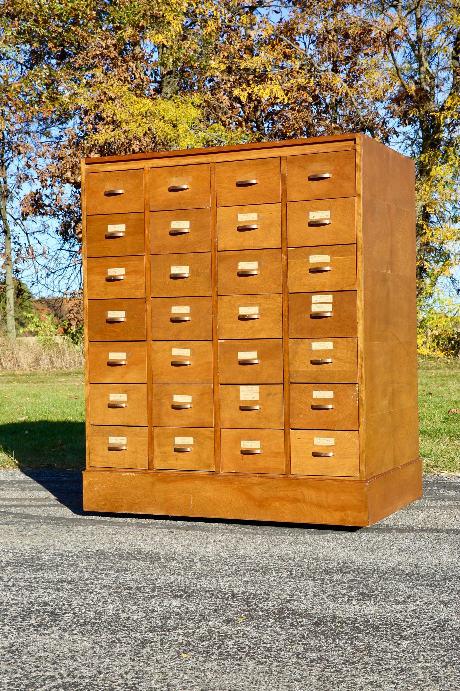Vintage Library Card Catalog Wood Apothecary Drawer File Cabinet Office ...