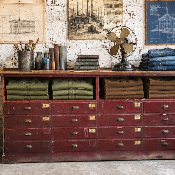 Antique Apothecary Cabinet Wood Drawer Store Counter Display Vintage industrial