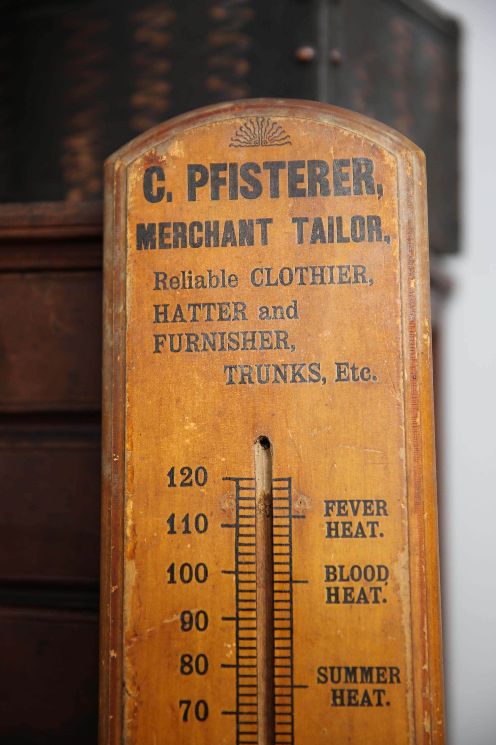 Antique Clothing Tailor Thermometer Vintage Hats Hatter Furnisher