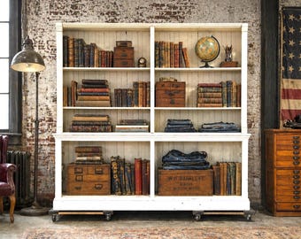 Antique Mercantile General Store Display Apothecary Cabinet Back Bar white Counter Vintage