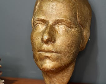 Death Mask Cadaver Head Post-Mortem Funeral Cemetery Oddity Gilded Lady Bust VTG
