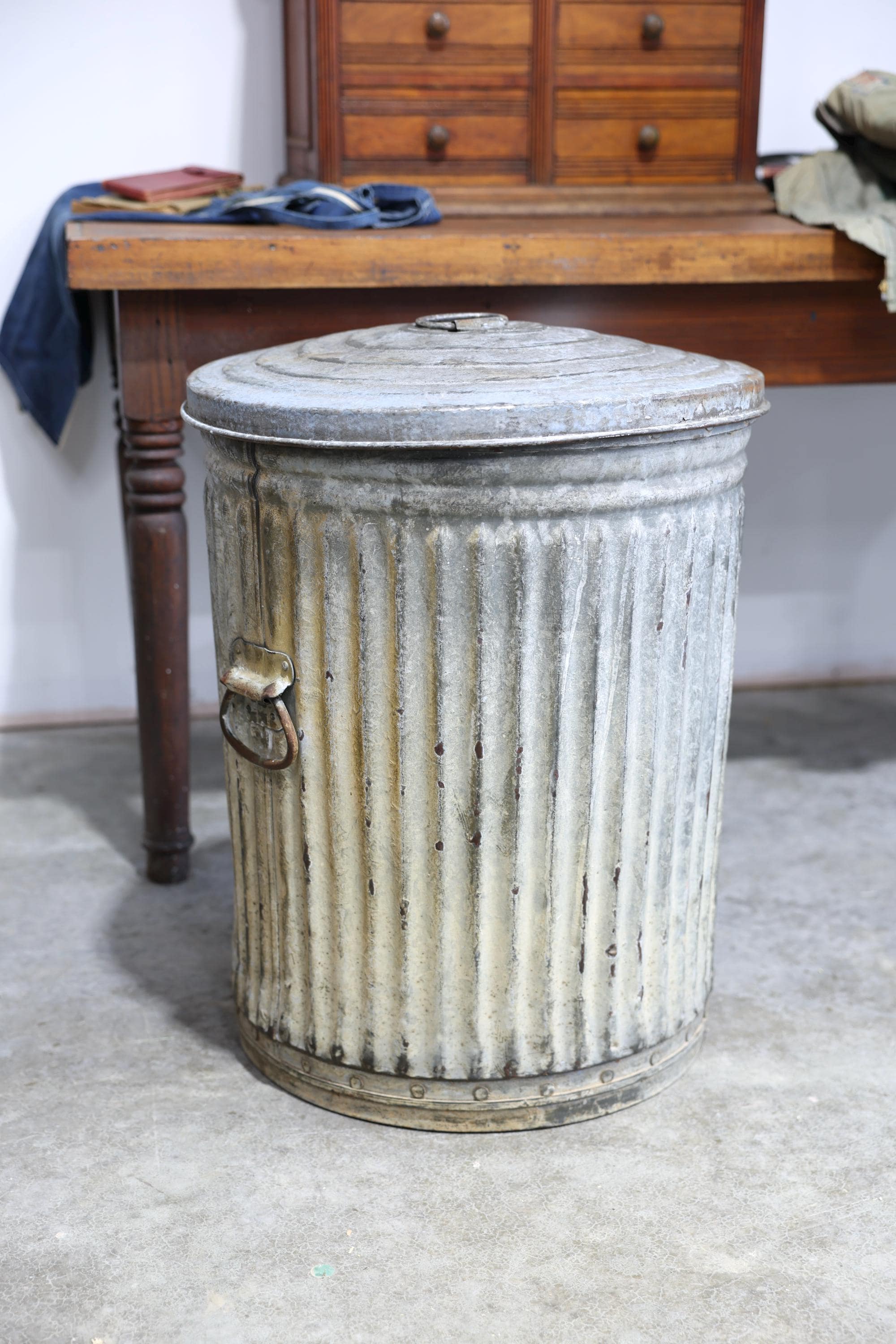 Vintage Metal Garbage Can - Etsy