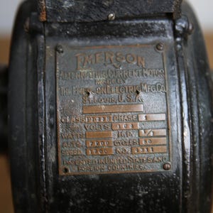 Antique Emerson pancake utility motor for brass blade fan vintage industrial steampunk cast iron image 5