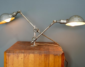 Vintage Industrial OC White Wall Mounted Task Light With Hubbell