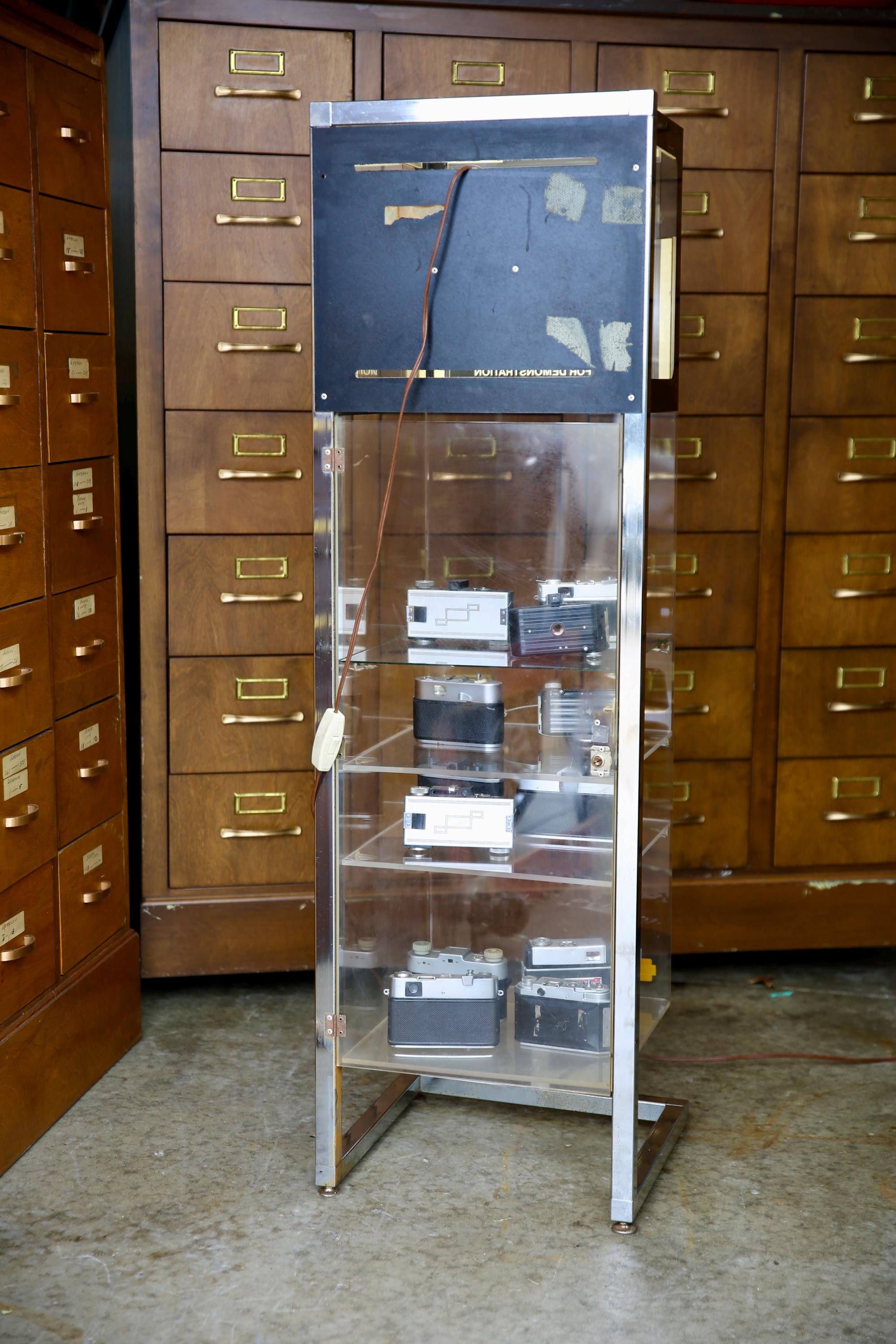 Vintage Kodak Camera Store Display Case Film Cabinet Light up Box