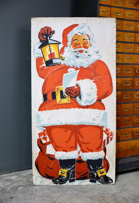 Santa Vintage Claus Christmas Antique vintage Toys antique Sign
