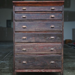 Antique Apothecary Cabinet Wood drawer map flat file industrial cabinet organizer box chest dresser
