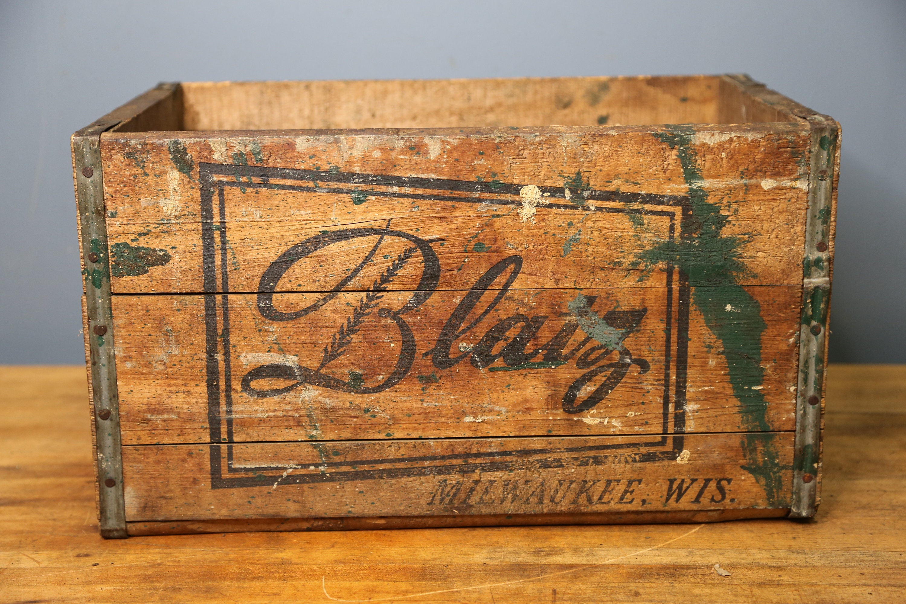 Boxes & Bins Wisconsin Brewery Storage Beer Bottle Barware Bar Decor