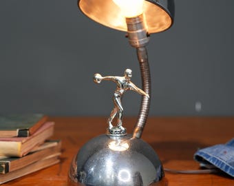 Vintage Art Deco Space Age Atomic Chrome Metal Desk Lamp Mid Century Modern