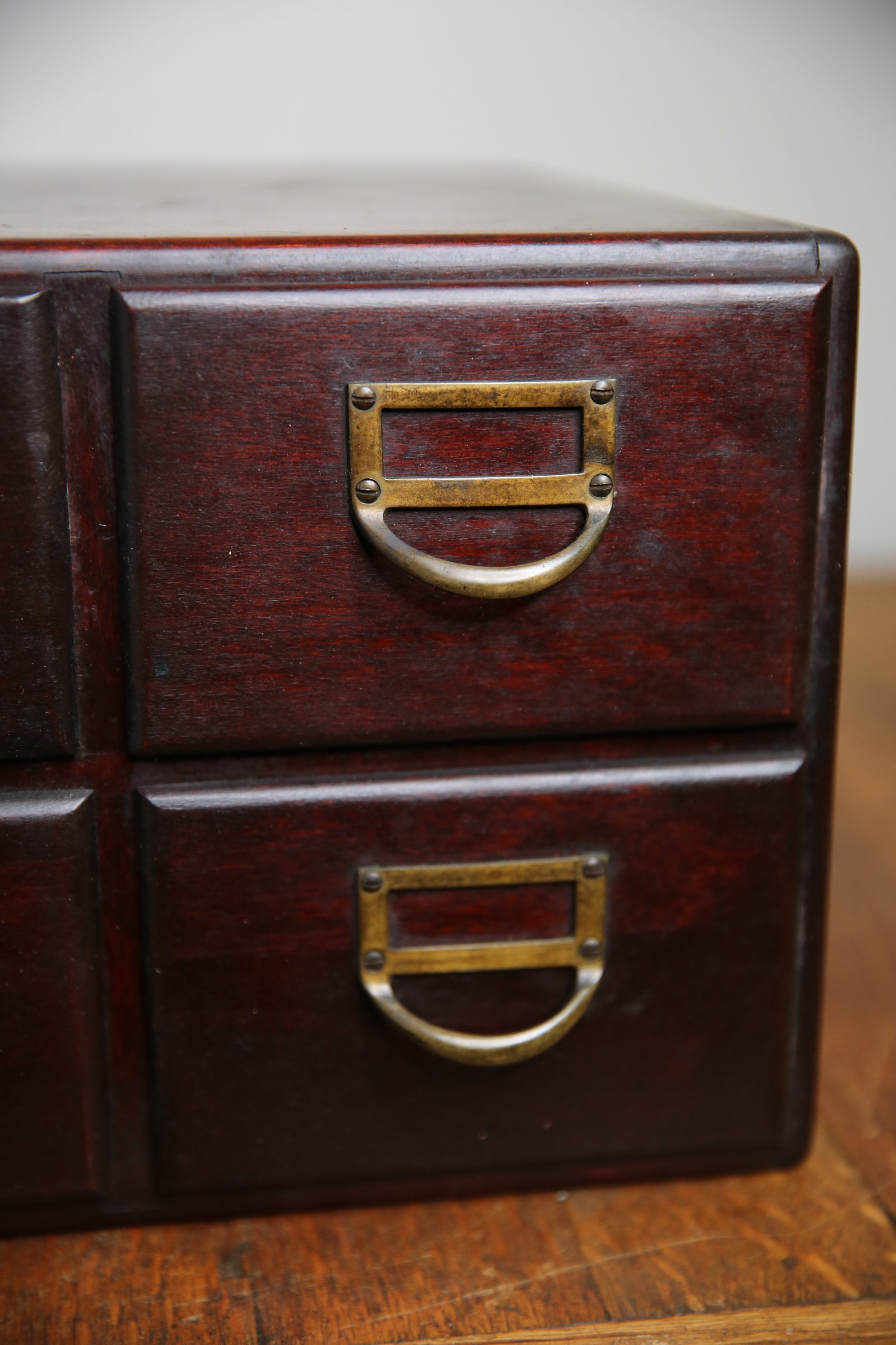 Antique Library Card Catalog 4 Drawer Index Card Wood File