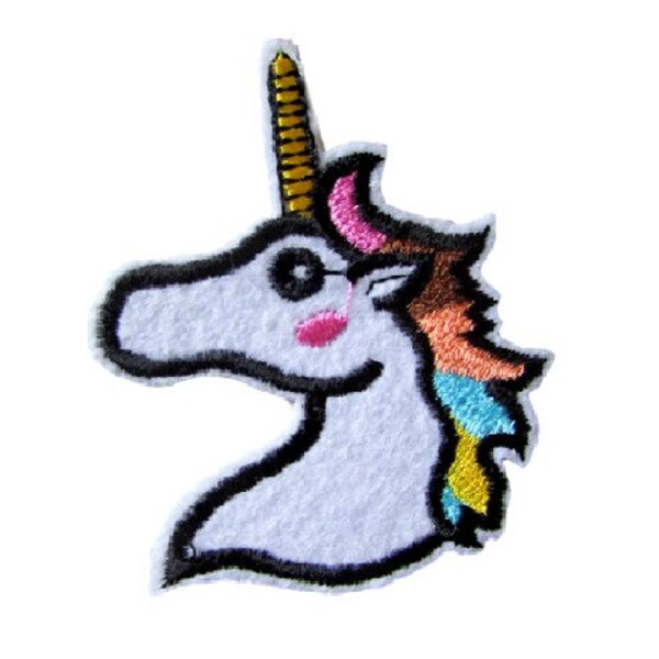 Única plancha en Patch - parche de unicornio unicornio hierro en parches parche bordado de Applique cose en el remiendo, regalazo de Elana