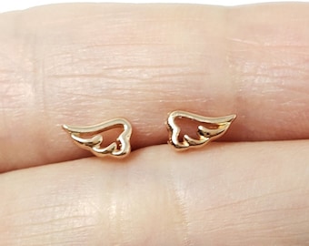 Sterling Silver Angel Wings Earrings Rose Gold Pretty Cutout Angel Wings Stud Earrings