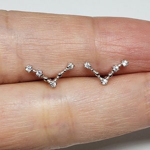 Pisces Earrings Zodiac Constellation Earrings Sterling Silver Birthday Earrings Zodiac White Rhinestones Stud Earrings