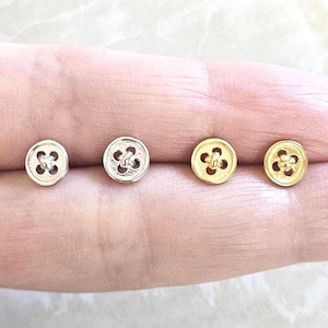 Gold Button Earring Sterling Silver | Sewing Fashion Lover Gift Seamstress Mom Aunt Birthday Present Daughter Sister Fashionista Student Her