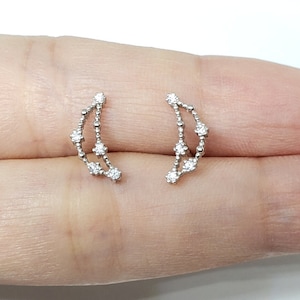 Capricorn Earrings Zodiac Constellation Earrings Sterling Silver Birthday Earrings Zodiac White Rhinestones Stud Earrings