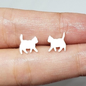Sterling Silver Kitty Cat Earrings | Kitty Lover Cat Lady Gift Sister Present Daughter Teacher Coworker Colleague Wife Gift Girlfriend Aunt