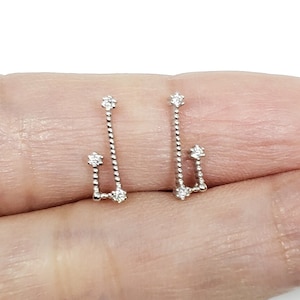 Gemini Earrings Zodiac Constellation Earrings Sterling Silver Birthday Earrings Zodiac White Rhinestones Stud Earrings