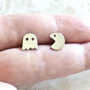 Sterling Silver Ghosts Earrings | Cute Gamer Arcade Lover Earring Birthday Gift Christmas Present Her Daughter Sister Wife Girlfriend Cousin
