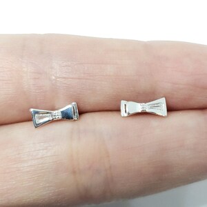 Sterling Silver 3D Bow Earrings Unique Sculptural Pretty Bow Earrings