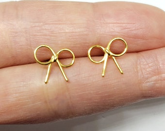 Bow Ribbon Coquette Earrings | Sterling Silver Simple Dainty Minimal Cute Pretty Stud Earrings Gift for Her Teenager Daughter Sister Present